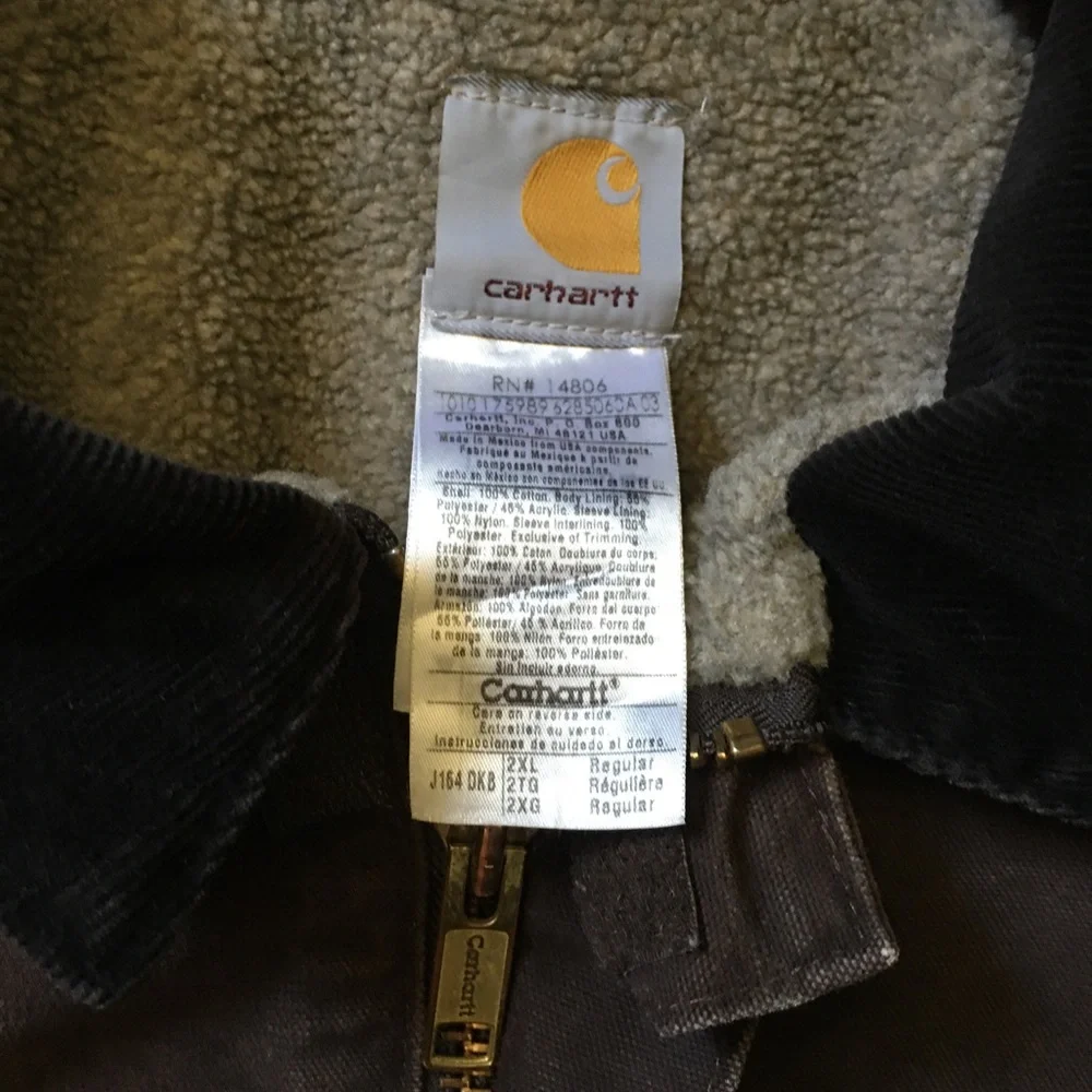 Carhartt 2XL Mens Sherpa Lined  Workwear Jacket/Coat in Dark Brown - Picture 4 of 9